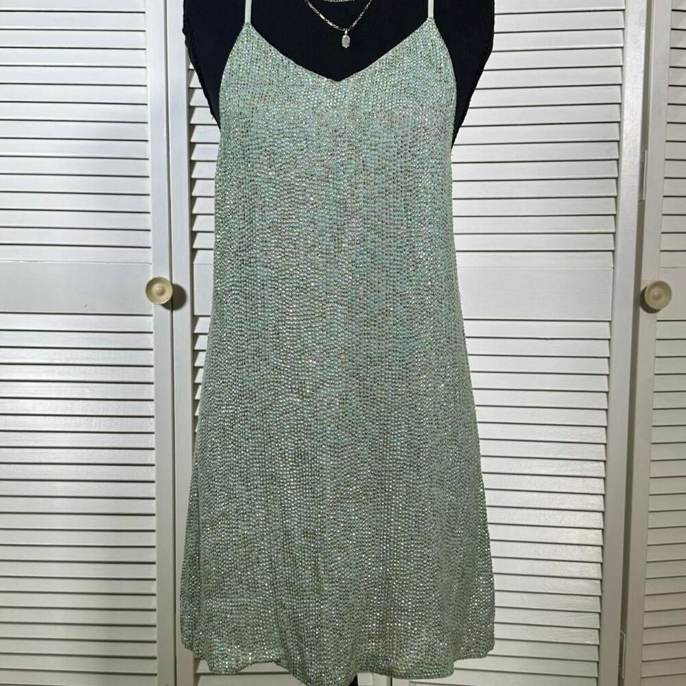 Mayren Lee Varay Green Beaded Mini Dress